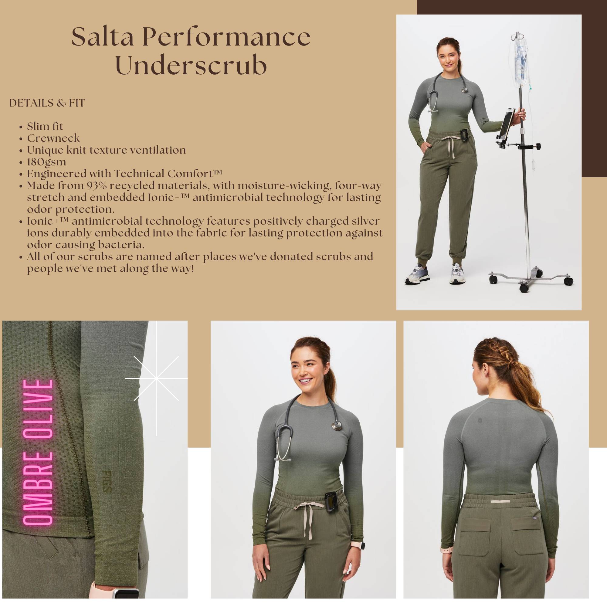 Salta Performance Underscrub - Ombre Olive (L) - Invastor