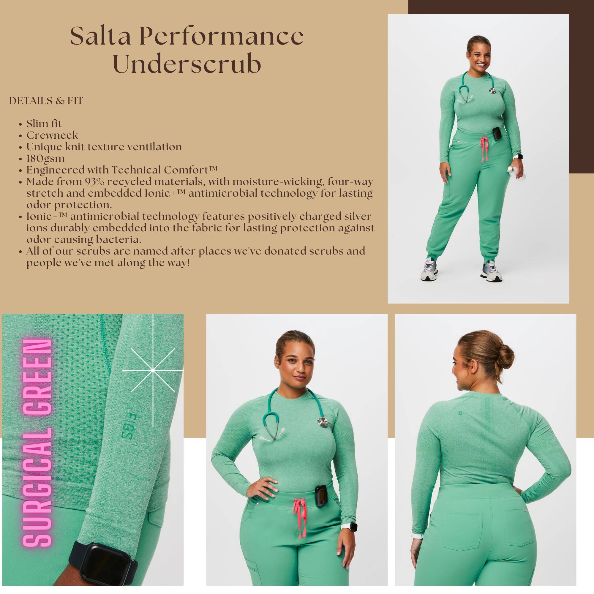 Salta Performance Underscrub - Surgical Green (S) - Invastor