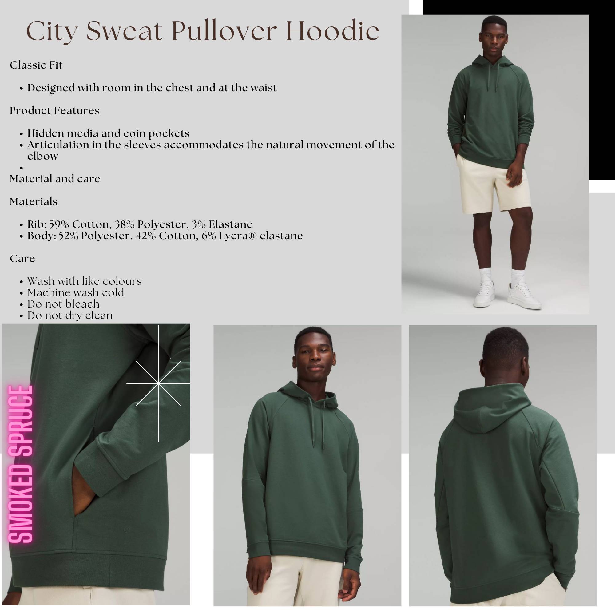 City Sweat Pullover Hoodie - Smoked Spruce (L) - Invastor