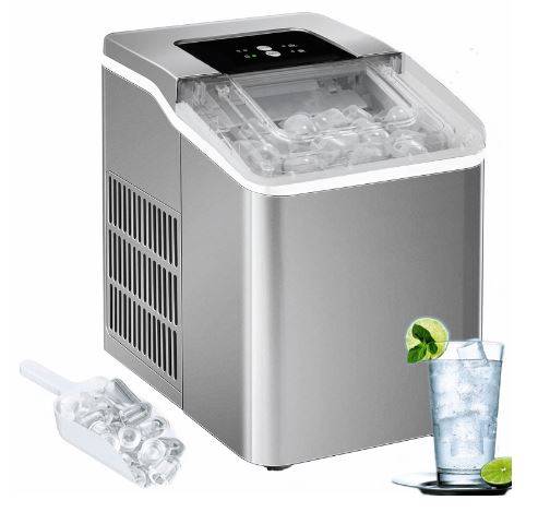 R.W.FLAME Countertop Ice Maker Portable Ice Machine with Handle,  Self-Cleaning Ice Makers, 26Lbs/24H, 9 Ice Cubes Ready in 6 Mins for Home  Kitchen Party Bar Green - Invastor