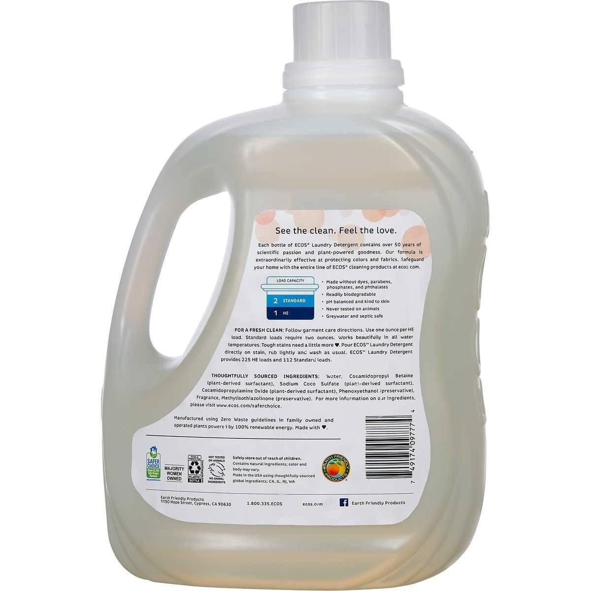 Ecos Liquid Laundry Detergent, 225 loads, 225 oz Invastor