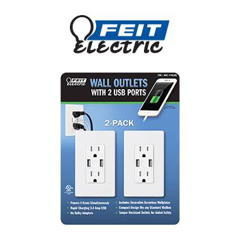 Feit Electric Wall Receptacle with USB Ports, 4-pack