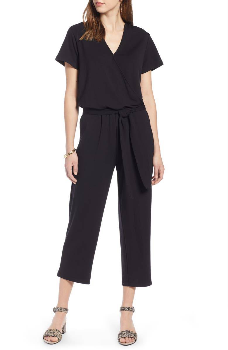 womens black knit jumpsuit