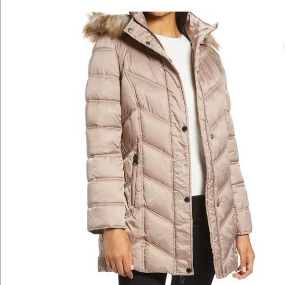 Kenneth cole new york sales faux shearling trim puffer coat