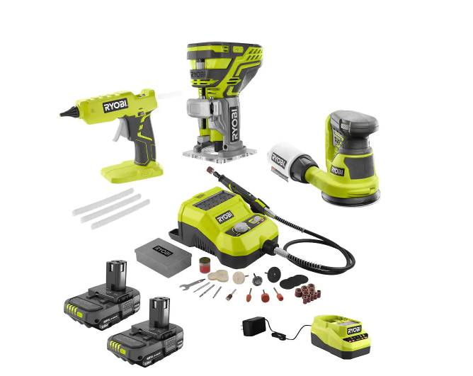 Ryobi One+ 18V Cordless Heat Pen Kit with 2.0 Ah Battery, Charger, and One+ 18V 4.0 Ah Lithium-Ion Battery