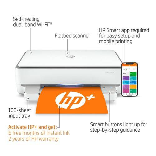 HP Envy 6065e Wireless All-in-One Inkjet Printer with 3 Months of Instant Ink Included with - 1 Each