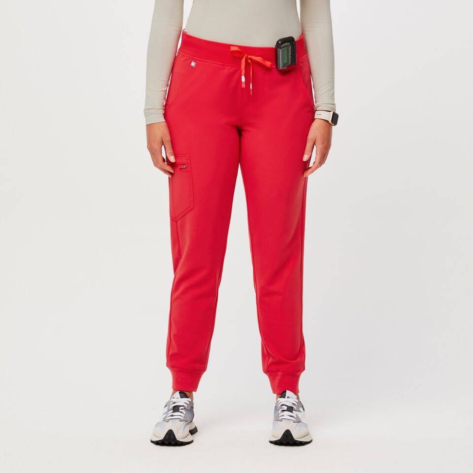 Women's Zamora™ Jogger Scrub Pants - Neon Red/Silver · FIGS
