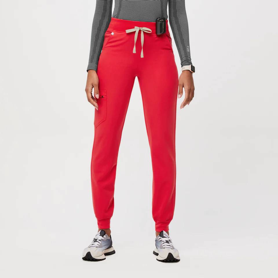 High Waisted Zamora™ Jogger Scrub Pants Tall - Neon Red - Large