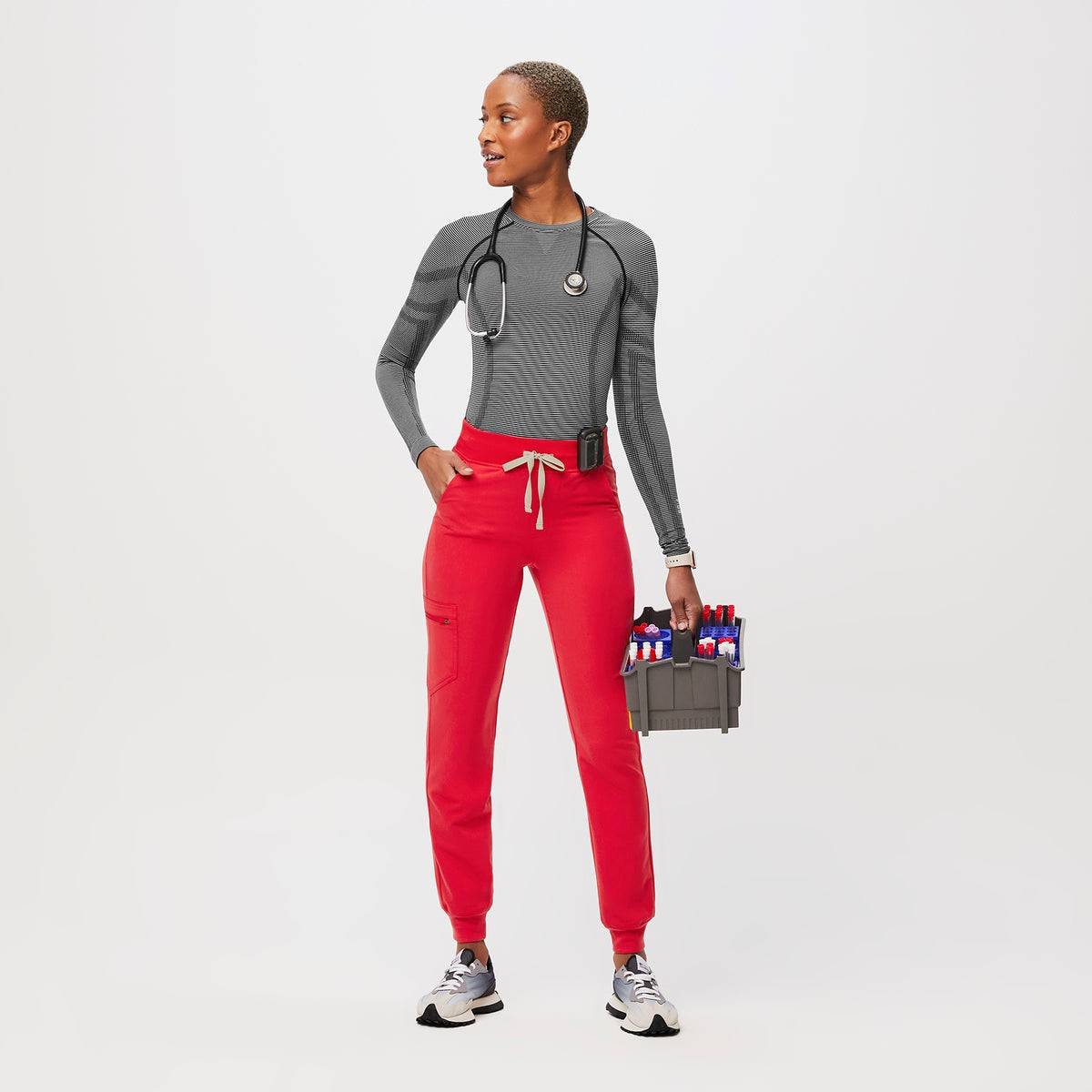 Figs High Waisted Zamora Jogger Scrubs Red Women's Small New