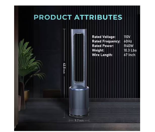 32-in. Bladeless Tower Fan, 9h Timer 10 Speeds With Remote Control, Air  Circulator Fan For Home Air Conditioner