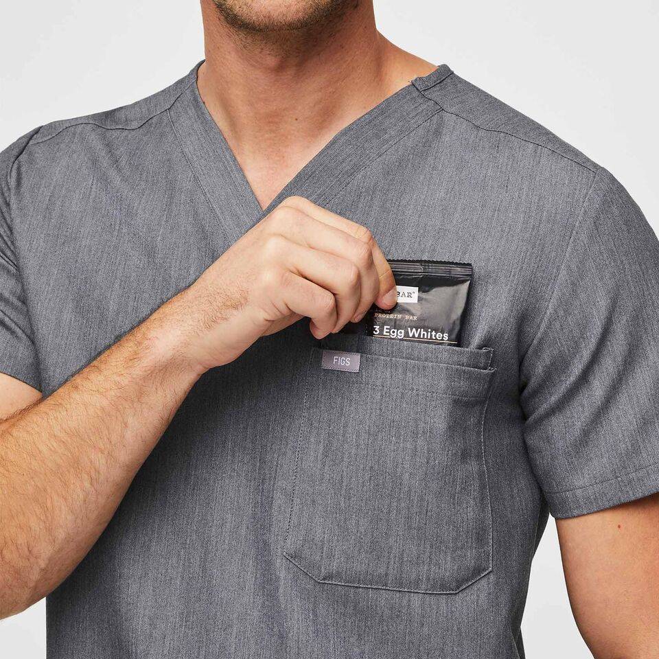 Leon™ Three-Pocket Scrub Top - Graphite (L) - Invastor