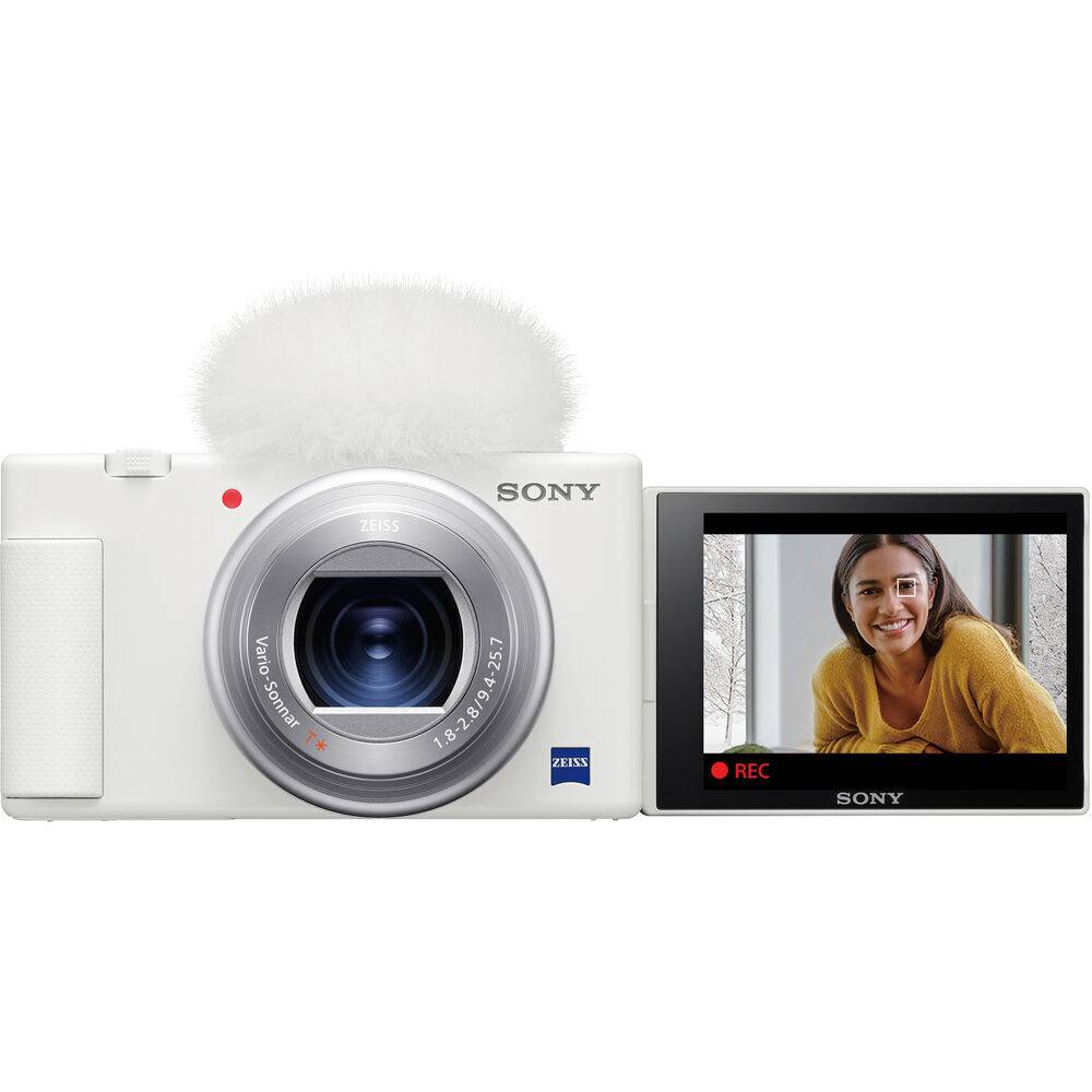 Sony ZV-1F Vlogging Camera (White) (ZV1F/W) + Filter Kit + 64GB Card +  Corel