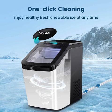 AICOOK Nugget Ice Maker for Countertop, Makes 26lb Nugget Ice per Day,  Sonic Ice Maker Machine, Crunchy Pellet Ice Maker with 5.3lb Ice Bin and  Scoop for Home Office, Self-Cleaning