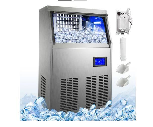 Kognita Commercial Ice Maker Machine 80lbs/24H, Under Counter Ice Machine for Home Bar, Auto-Clean,Stainless Steel, Silver