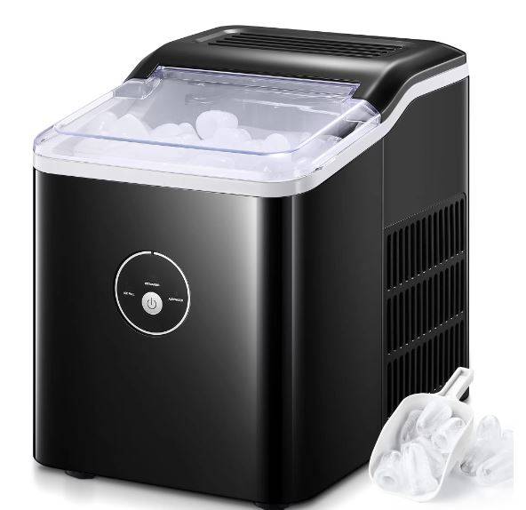 Ice Makers Machine Countertop 2 Sizes, 28lbs in 24Hrs, 9 Cubes Ready in 6 Mins, Self-Cleaning Ice Machine with LED Display, Ice Scoop and Basket