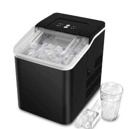 Silonn Countertop Ice Maker, 9 Cubes Ready in 6 Mins, 26lbs in 24Hrs,  Self-Cleaning Ice Machine with Ice Scoop and Basket, 2 Sizes of Bullet Ice  for