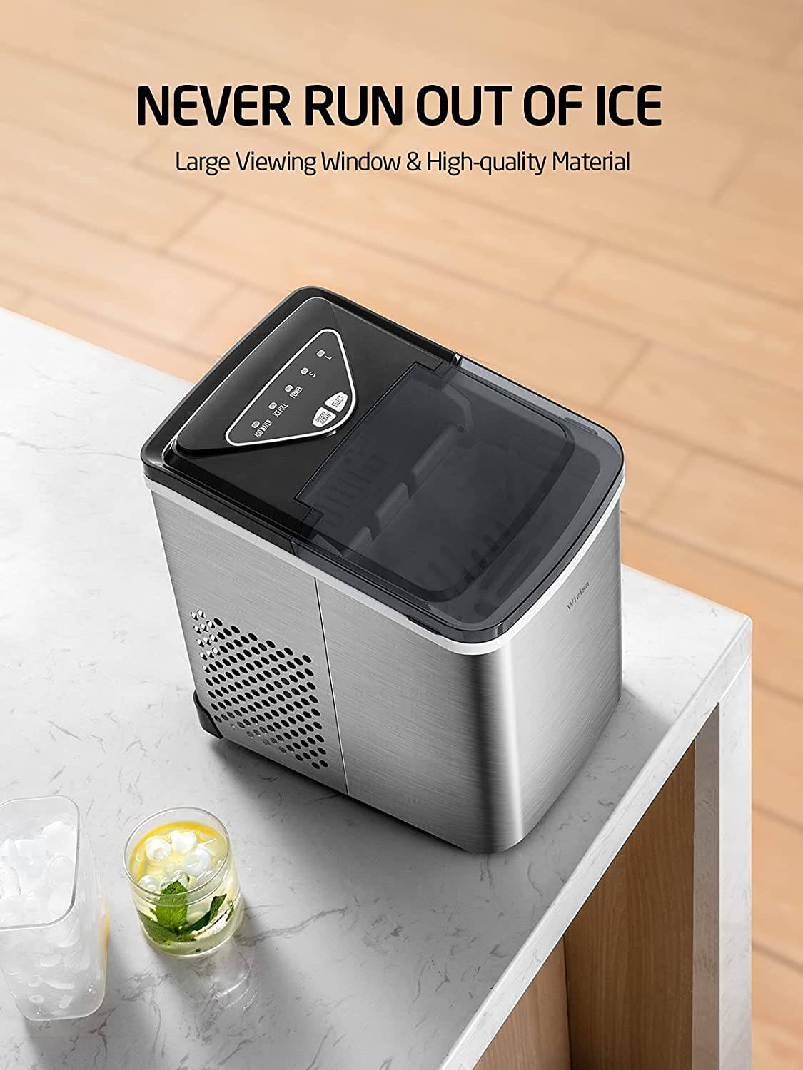 Igloo Igliceb26hnss 26-Pound Automatic Self-Cleaning Portable Countertop Ice Maker Machine with Handle, Stainless Steel