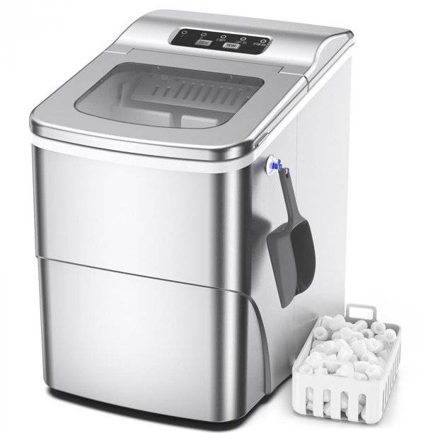 Zokop 40lbs Compact Stainless Steel Portable Countertop Ice Maker