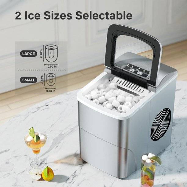 Silonn Countertop Ice Maker Machine with Handle, Portable Ice Makers  Countertop, Makes up to 27 lbs. of Ice Per Day, 9 Cubes in 7 Mins,  Self-Cleaning