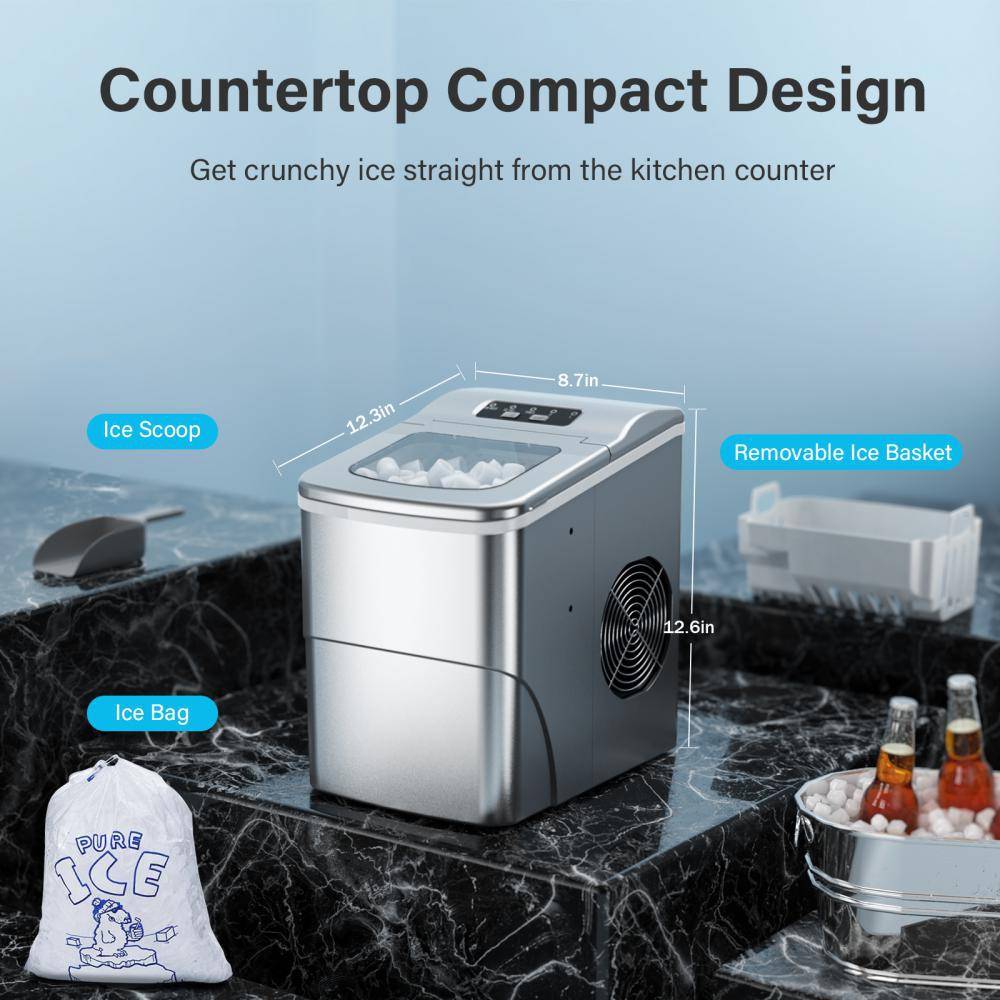 Himimi Ice Maker Machine Countertop,9pcs in 6 Mins, Portable Compact Self-Cleaning Ice Maker with Ice Scoop and Basket, Automatic Ice Cube Maker for