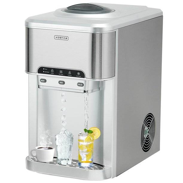 Crownful Commercial Ice Maker 100lbs/24h, Stainless Steel Ice Machine with 33lbs Ice Storage Capacity, Free-Standing Under Counter Ice Maker, Ideal