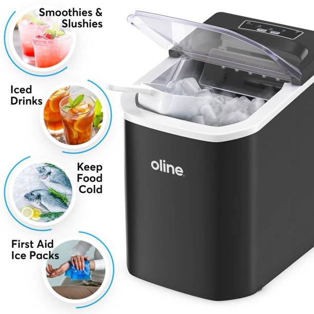 R.W.FLAME Countertop Ice Maker Portable Ice Machine with Handle,  Self-Cleaning Ice Makers, 26Lbs/24H, 9 Ice Cubes Ready in 6 Mins for Home  Kitchen Bar Party Red - Invastor