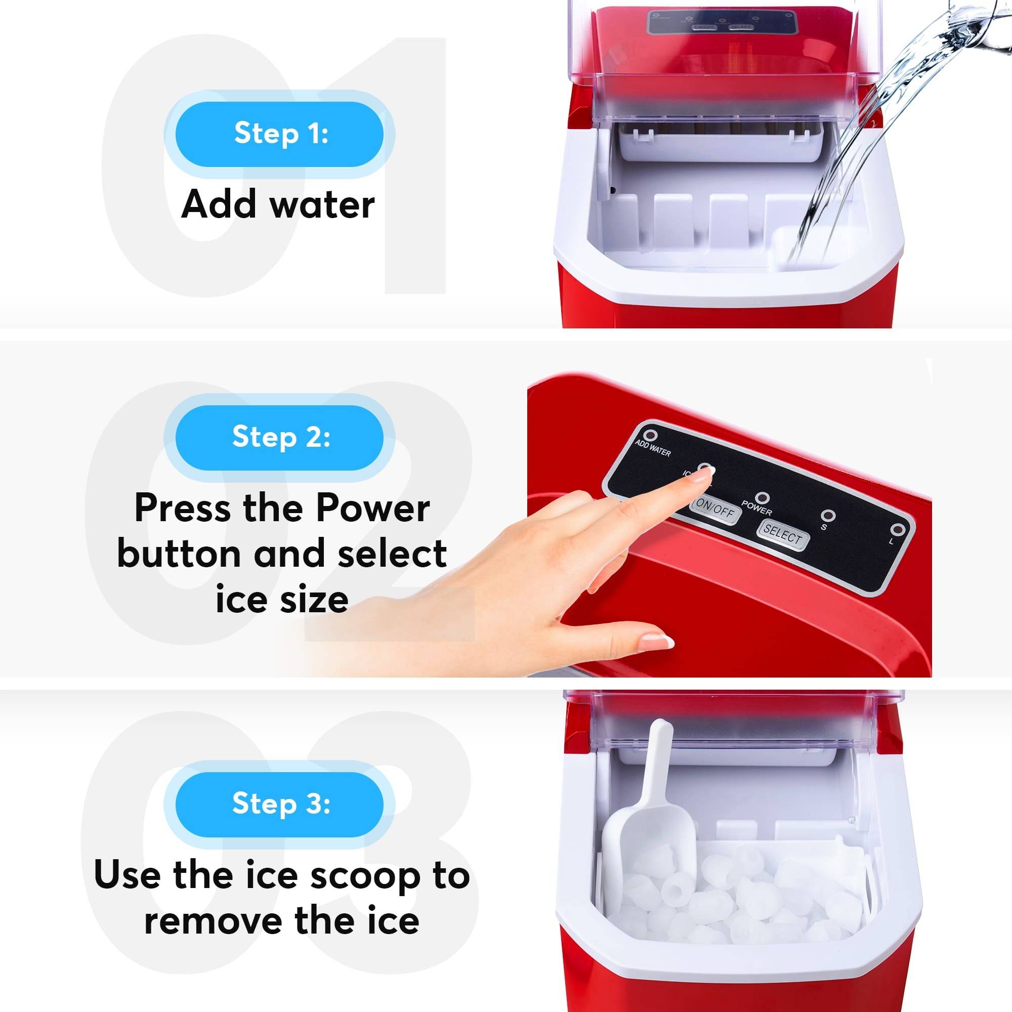 Ice Maker Countertop, 28 lbs Ice In 24 Hrs, 9 Ice Cubes Ready In 5