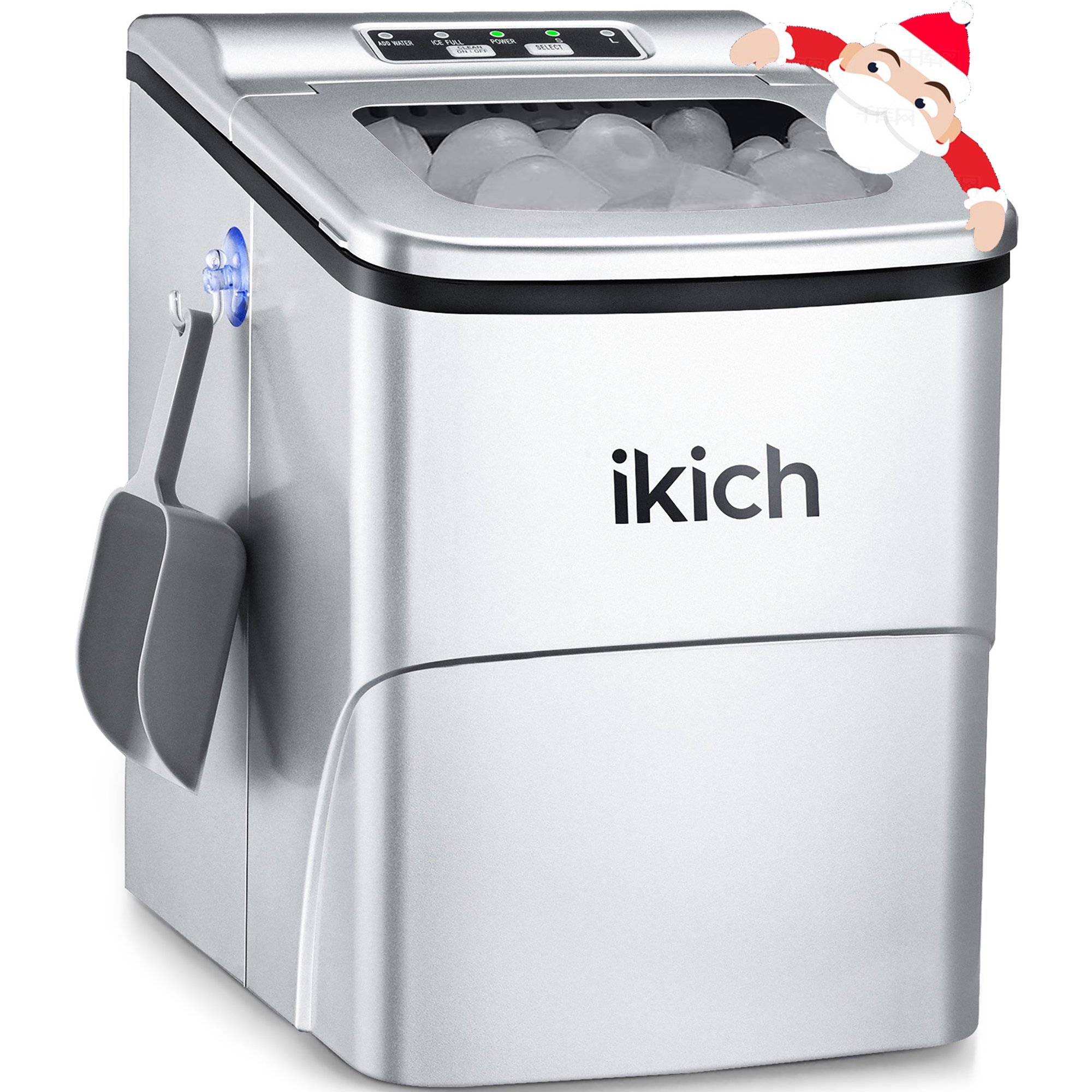 IKICH Portable Ice Maker, 26lb/Day, Self-Cleaning, Stainless Steel