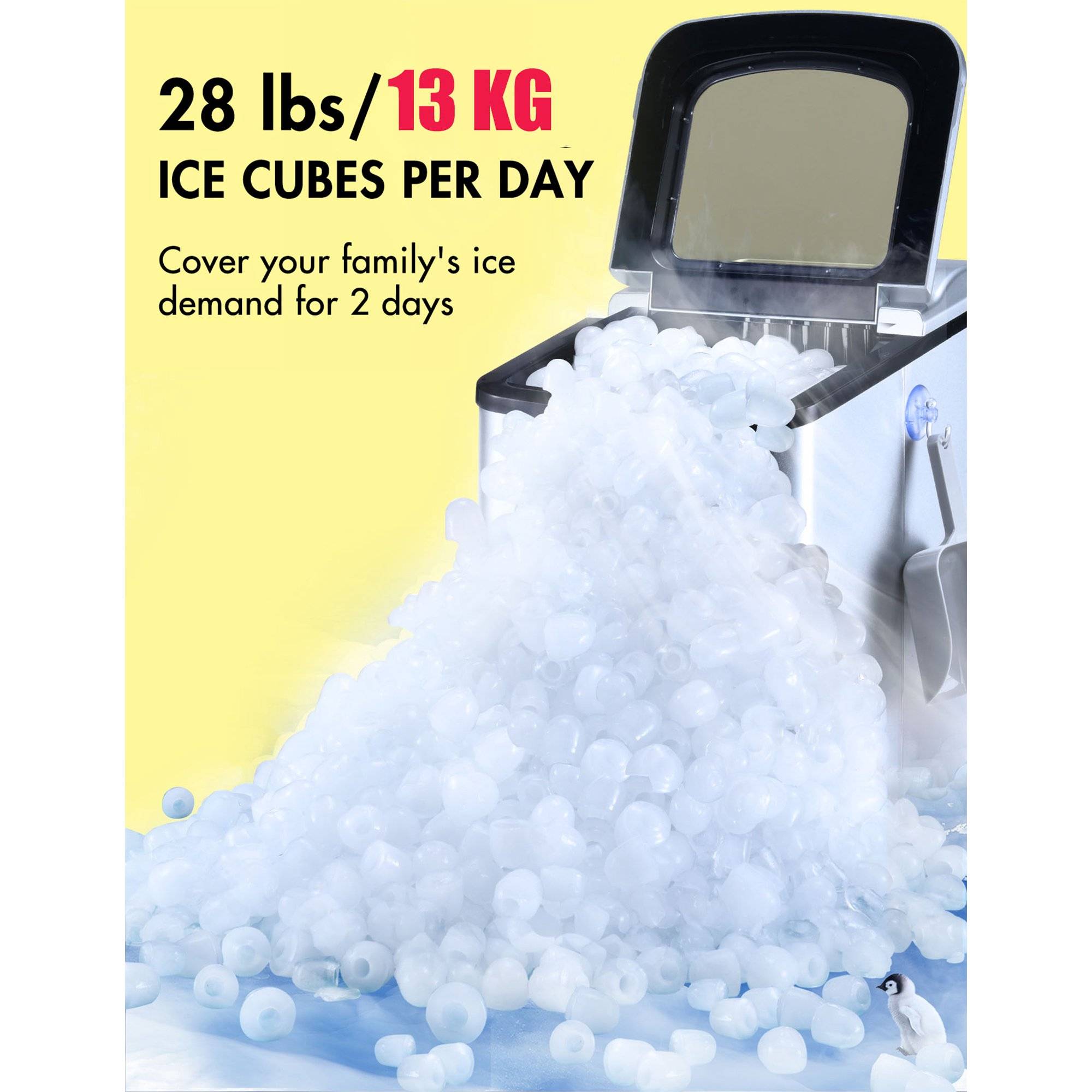 R.W.FLAME 44 Lb. lb. Daily Production Nugget Countertop Ice Maker with Self- Cleaning Function & Reviews