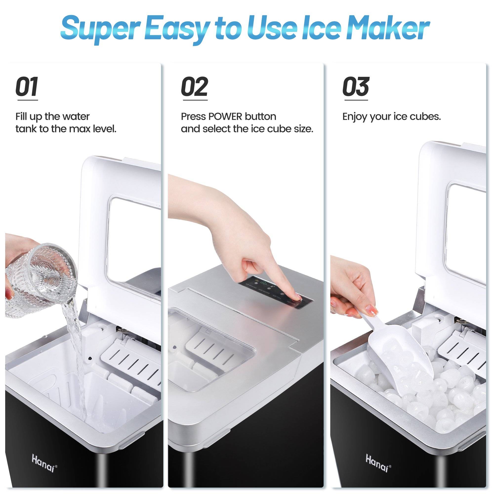Himimi Ice Maker Machine Countertop,9pcs in 6 Mins, Portable Compact Self-Cleaning Ice Maker with Ice Scoop and Basket, Automatic Ice Cube Maker for
