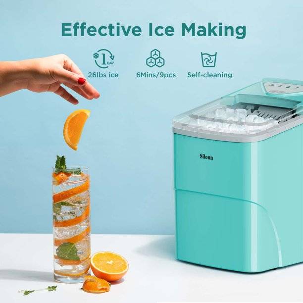 Ice Makers Countertop, 9 Cubes Ready in 6 Mins, 26lbs in 24Hrs, Self- Cleaning 