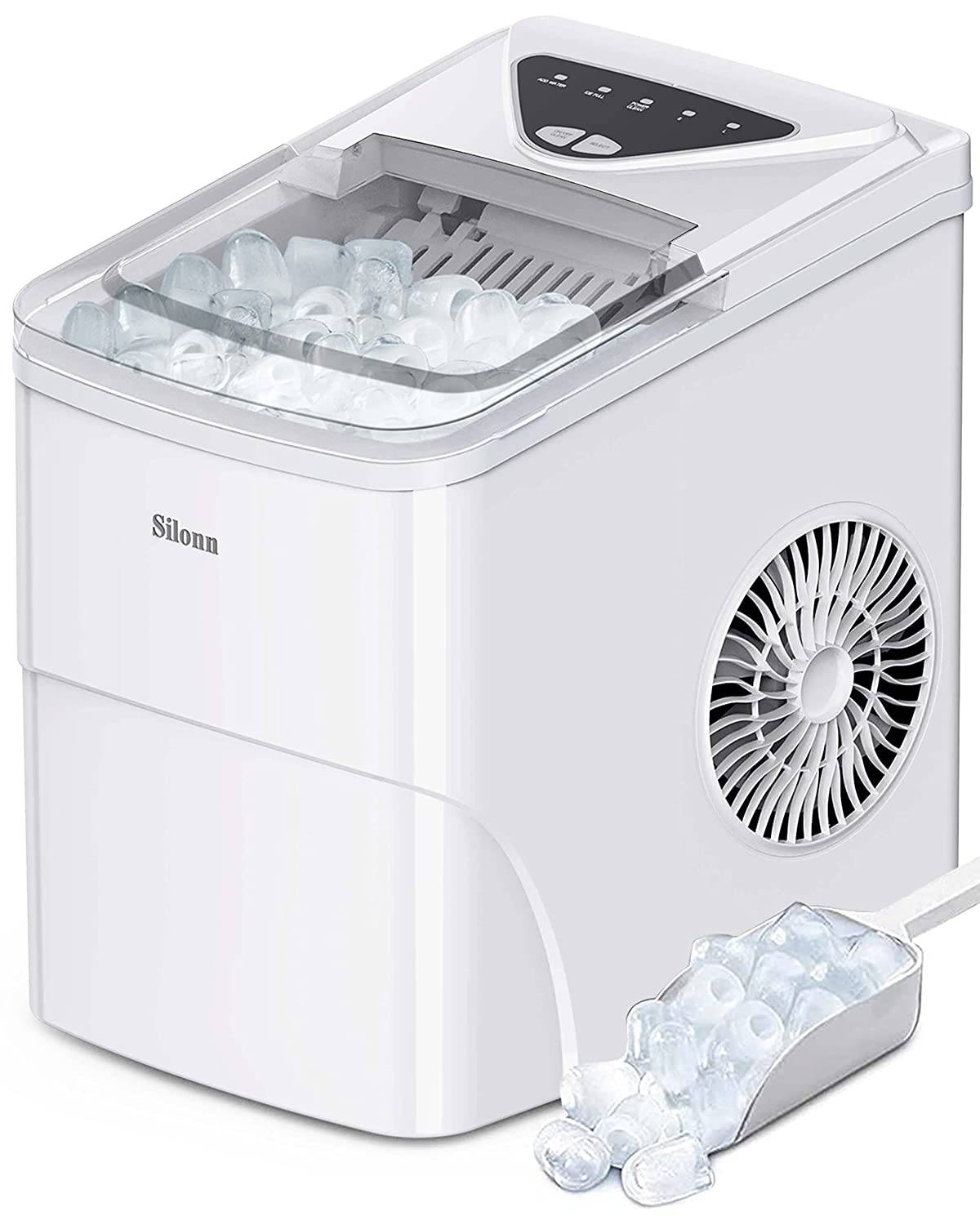 Countertop Ice Makers ,33Lbs in 24Hrs, 9 Cubes Ready in 6-8 Mins, Self-Cleaning Portable Ice Machine with Ice Scoop and Basket