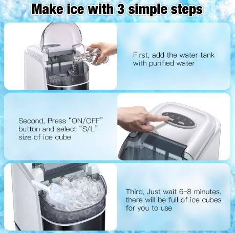 Antarctic Star Countertop Ice Maker Portable Ice Machine, Basket Handle,Self-Cleaning Ice Makers, 26Lbs/24H, 9 Ice Cubes Ready in 6 Mins, S/L Ice