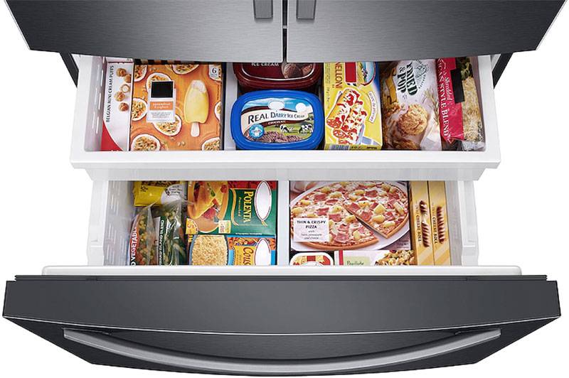 Samsung Food Showcase 28-cu ft 4-Door French Door Refrigerator with Ice  Maker and Door within Door (Fingerprint Resistant Black Stainless Steel)  ENERGY STAR at