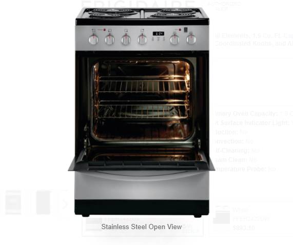 Frigidaire 24 in. 1.9 cu. ft. Convection Oven Freestanding Electric Range  with 4 Smoothtop Burners - Stainless Steel