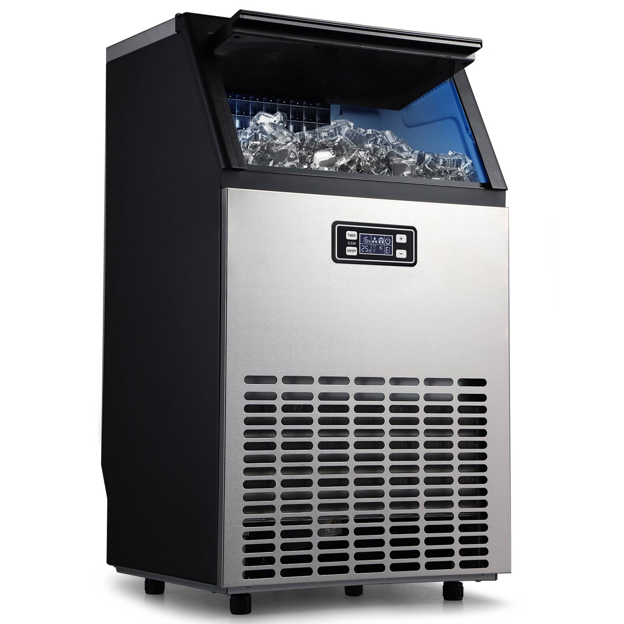 Commercial Ice Maker Machine, 100lbs/24h Stainless Steel Under Counter Ice  Maker with 22lbs Storage Bin