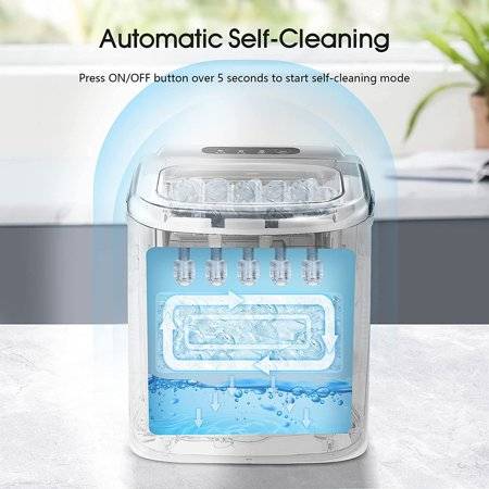 Countertop Ice Makers ,33Lbs in 24Hrs, 9 Cubes Ready in 6-8 Mins, Self-Cleaning Portable Ice Machine with Ice Scoop and Basket
