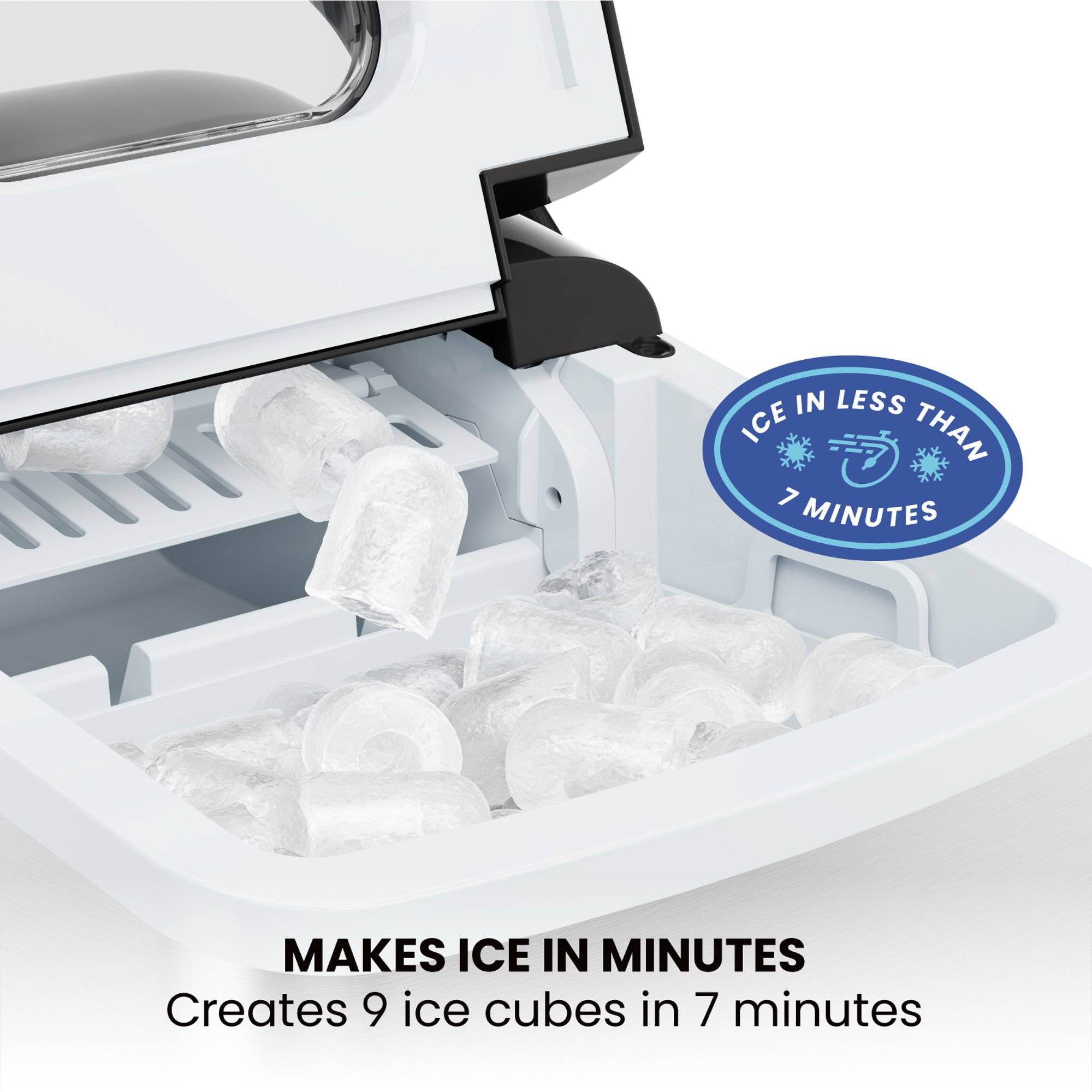 Iceman Dual-Size Ice Machine, 6 Mins per Batch, Two Ice Cube Size  Options,1.3 lb., Stainless steel