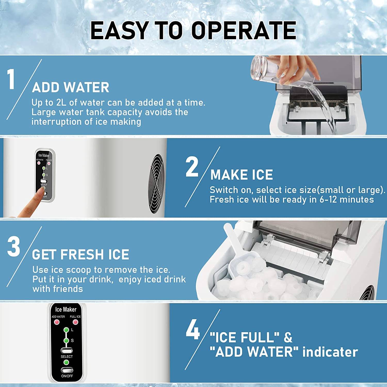 AICOOK Nugget Ice Maker For Countertop, Sonic Ice Maker Machine, Makes 26Lb  Pebble Ice Per Day, Crunchy Pellet Ice Maker With 5.3Lb Ice Bin And Scoop  For Home Office, Self-Cleaning