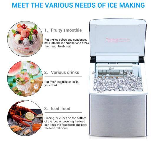 Euhomy Nugget Ice Maker Countertop, Ice Maker 26-30lbs/Day, Self-Cleaning & Auto Water Refill Pellet Ice Maker, Sonic Ice Maker for Home/Kitchen