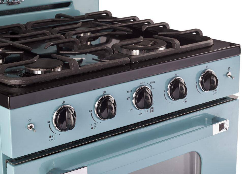 Unique Appliances Classic Retro 30 inch Freestanding GAS Range with 4 Sealed Burners, 3.9 Cu. ft. Summer Mint Green