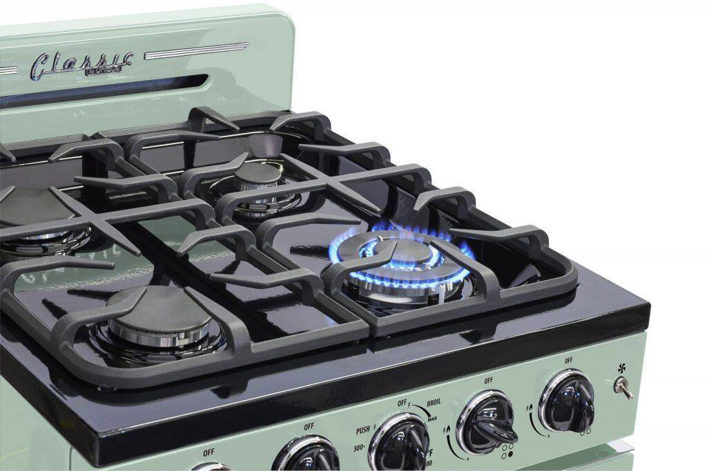 Unique Appliances Classic Retro 30 inch Freestanding GAS Range with 4 Sealed Burners, 3.9 Cu. ft. Summer Mint Green