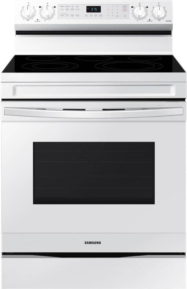 Samsung 30 in. 6.3 cu. ft. Smart Air Fry Convection Oven Slide-In Electric  Range with 5 Smoothtop Burners - White Glass
