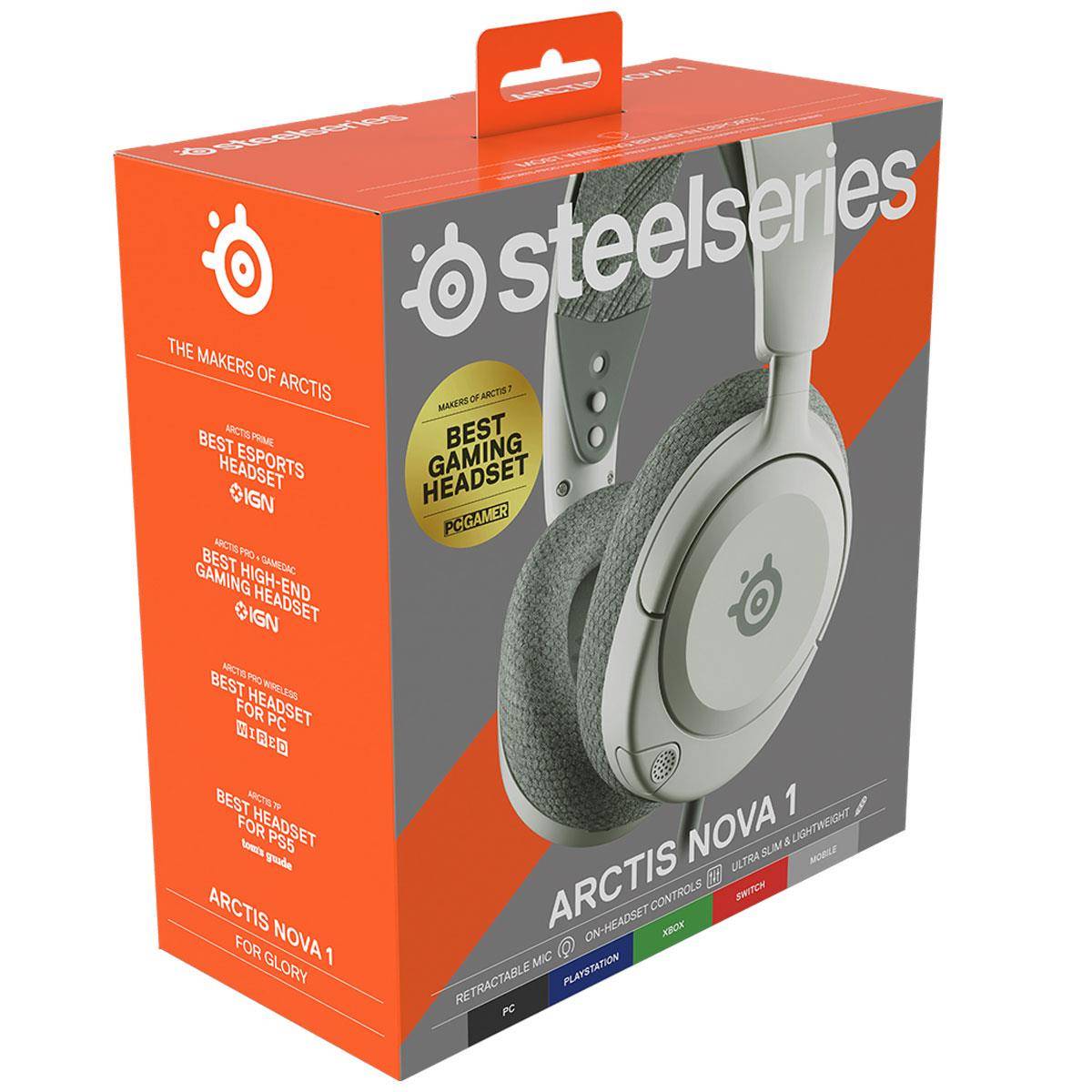  SteelSeries Arctis Nova 1P Multi-System Gaming Headset — Hi-Fi  Drivers — 360° Spatial Audio — Comfort Design — Durable — Lightweight —  Noise-Cancelling Mic — PS5/PS4, PC, Xbox, Switch - White : Video Games