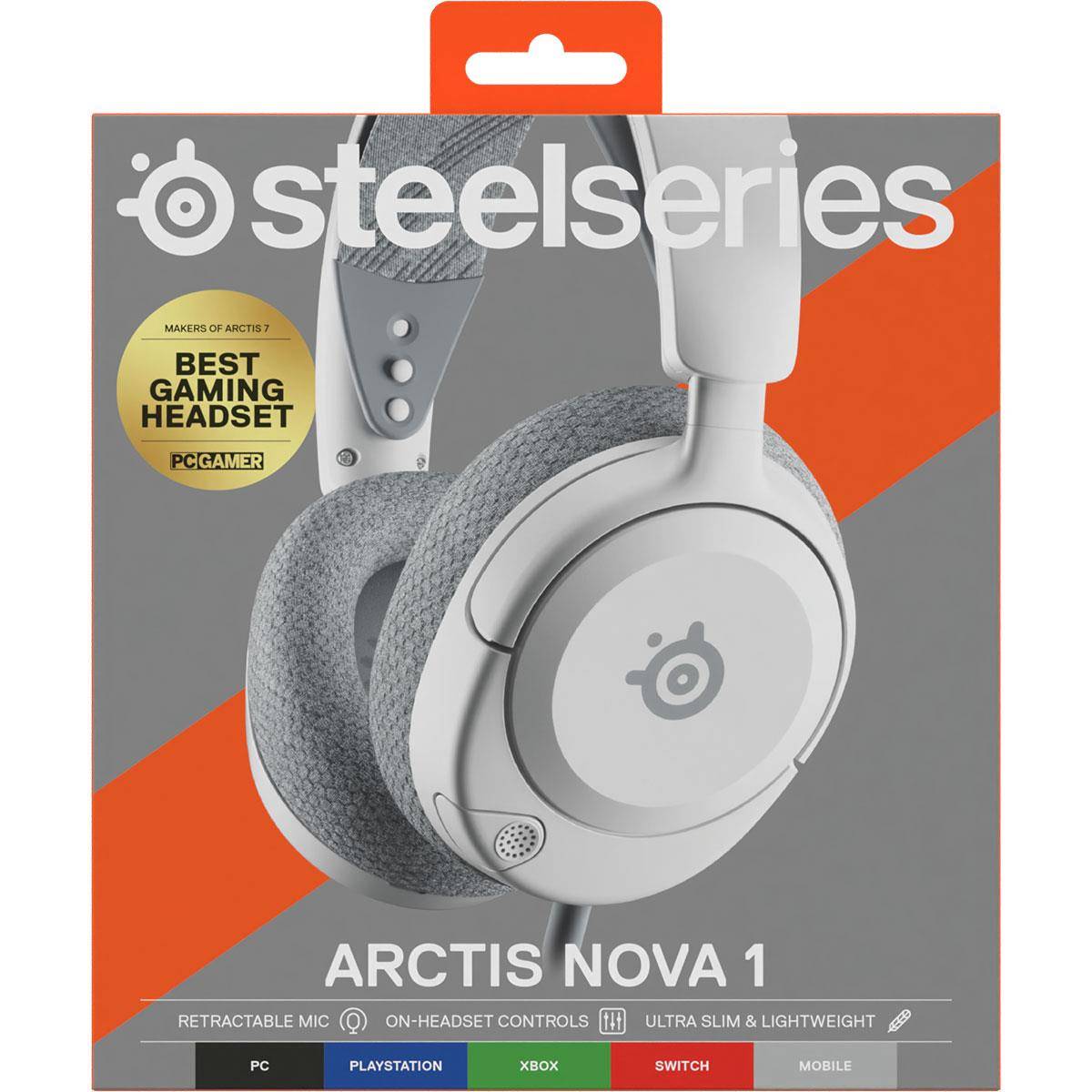 SteelSeries Arctis Nova 1 Wired Gaming Headset for PC with 3.5mm Jack —  White