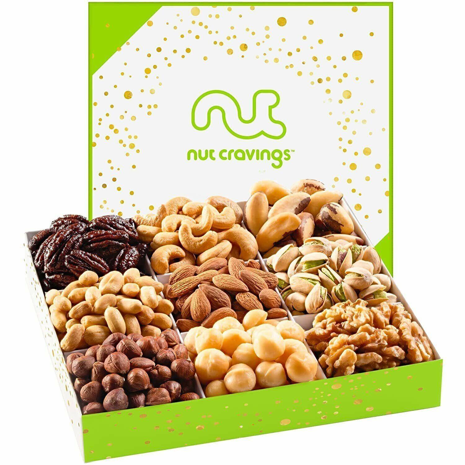 Gourmet Nut Gift Basket in White Box 9 Piece Assortment, Fathers Day  Platter - Invastor