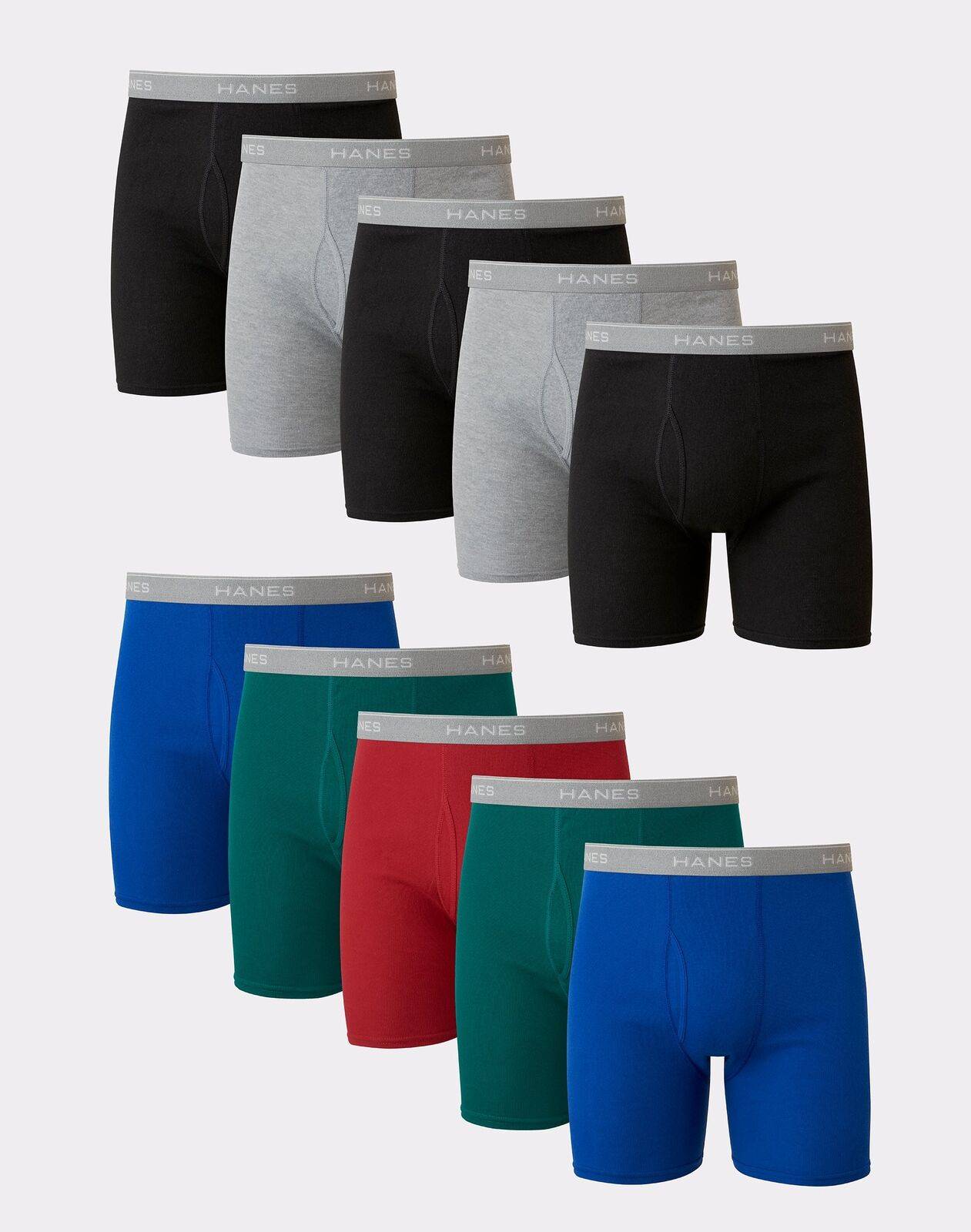 Hanes Ultimate Comfort Flex Fit Men's Boxer Brief Underwear, Red/Blue,  4-Pack