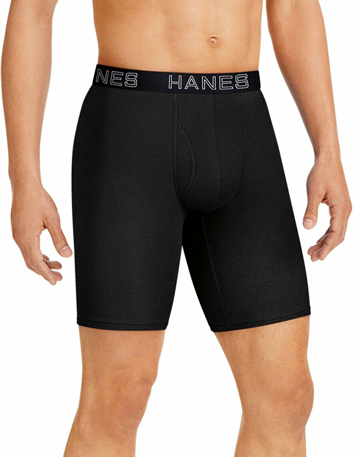 Hanes 4-Pack Men's Ultimate Long Leg Boxer Comfort Flex Fit Brief  Black/Grey -XL - Invastor