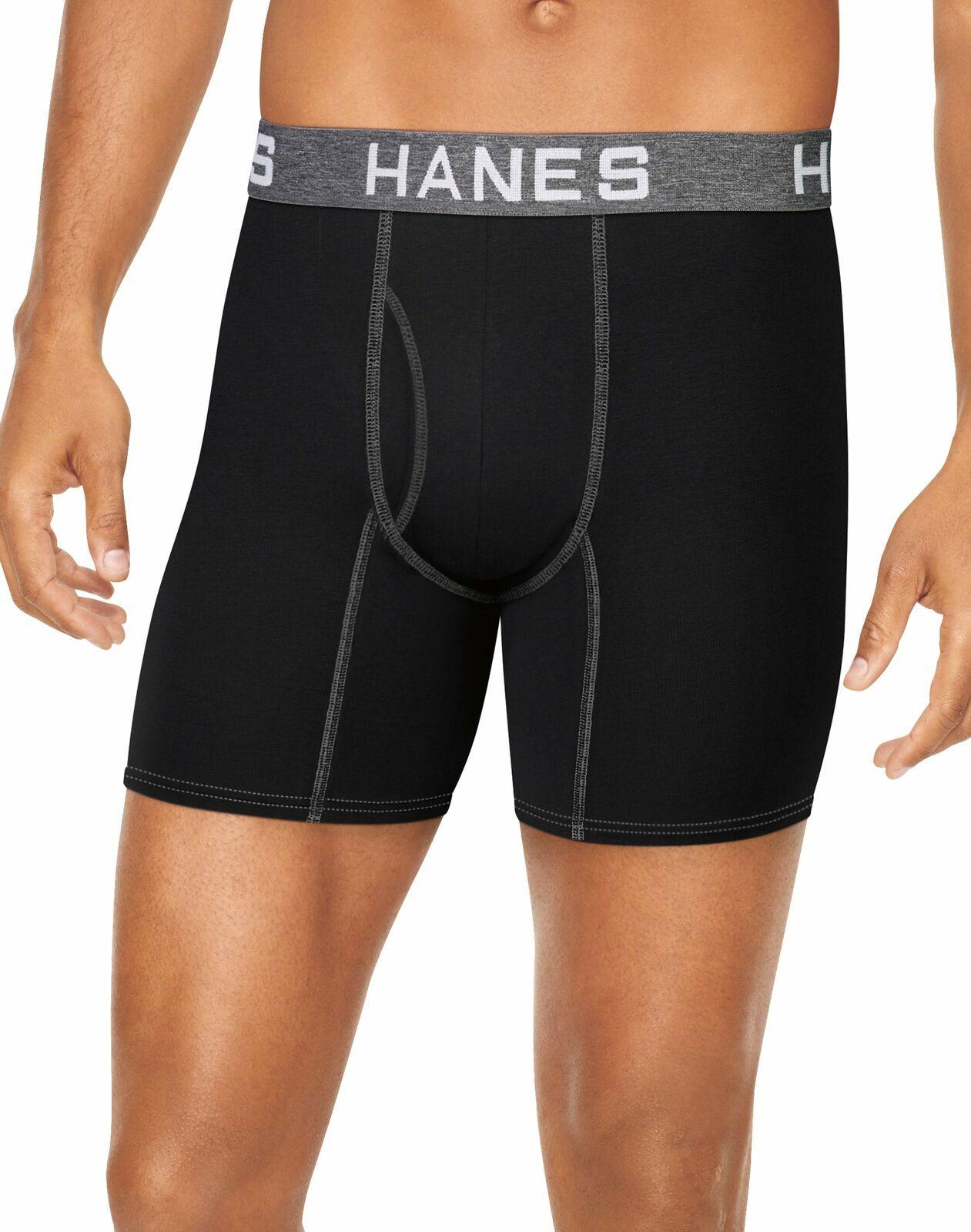 Hanes Brief 7 Pack Ultimate Men TAGLESS No Ride Up Comfort Flex Waist Black/Grey
