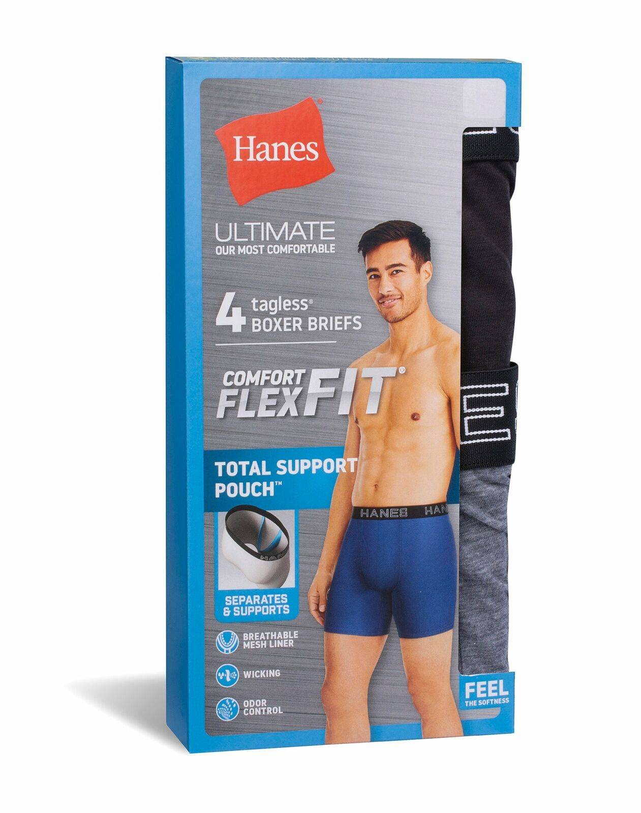 Hanes Brief 7 Pack Ultimate Men TAGLESS No Ride Up Comfort Flex Waist  Black/Grey